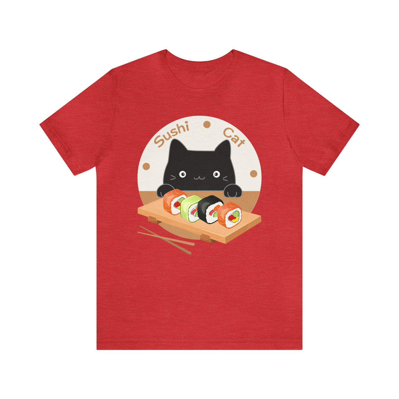 Funny Cat Shirt for Men and Women Short Sleeve Tee Cute Sushi Cat