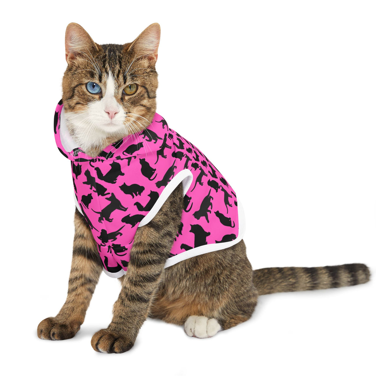 Pet Hoodie Pink Cats Silhouette Cute Funny Cat Jacket Accessory