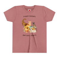 Thumbnail for Youth Short Sleeve Tee - Fall Feasts Thanksgiving Girls Cat Tee