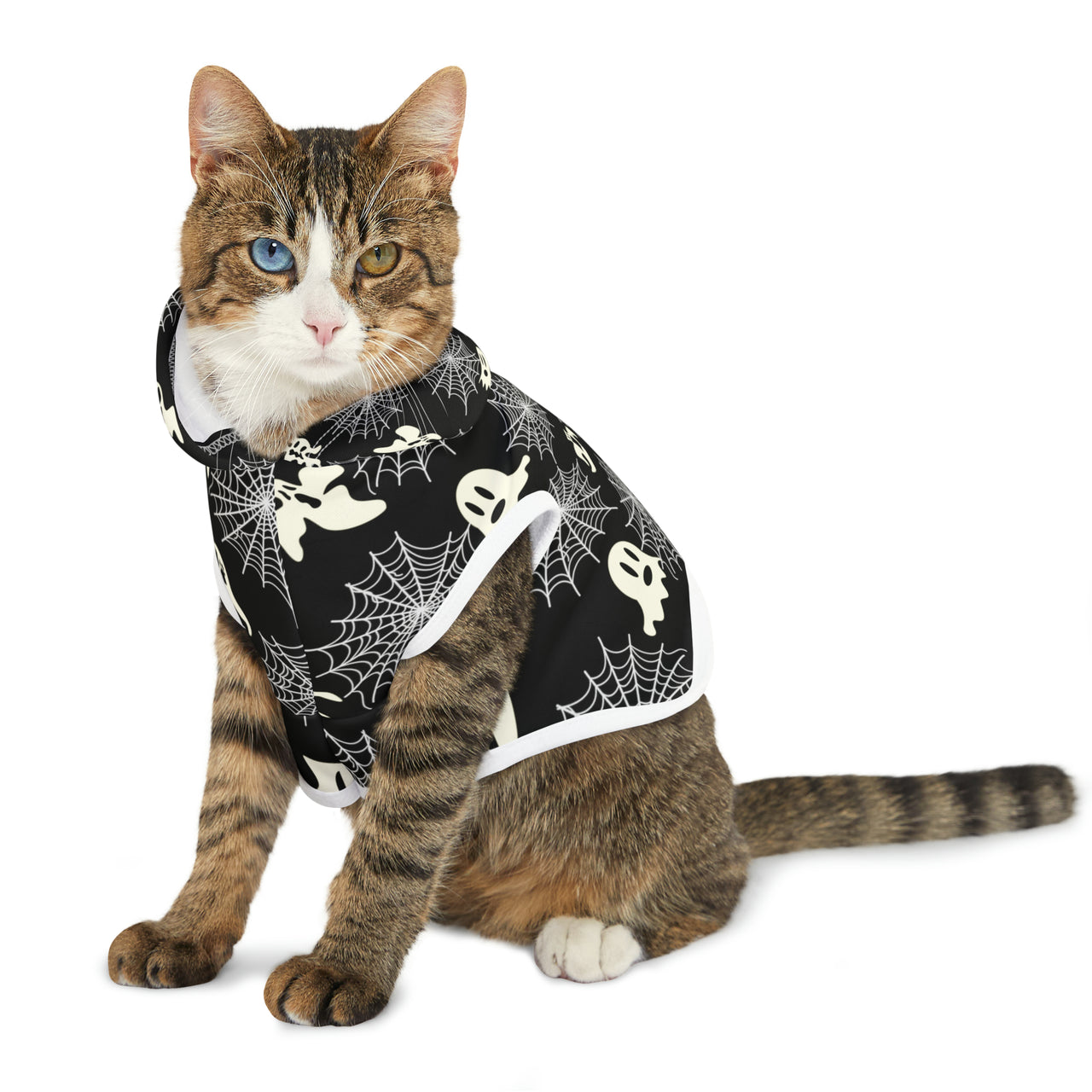 Ghost Web Halloween Cat Jacket Pet Hoodie