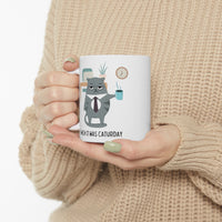 Thumbnail for Mug Cat White Ceramic Coffee 11oz Microwave Dishwasher Safe Caturday Wish