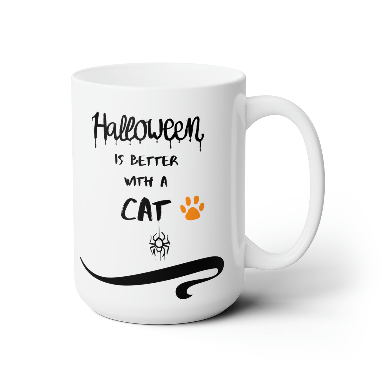 Halloween Better With a Cat Cute Witch White Ceramic Mug 15oz