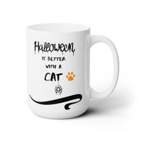 Thumbnail for Halloween Better With a Cat Cute Witch White Ceramic Mug 15oz