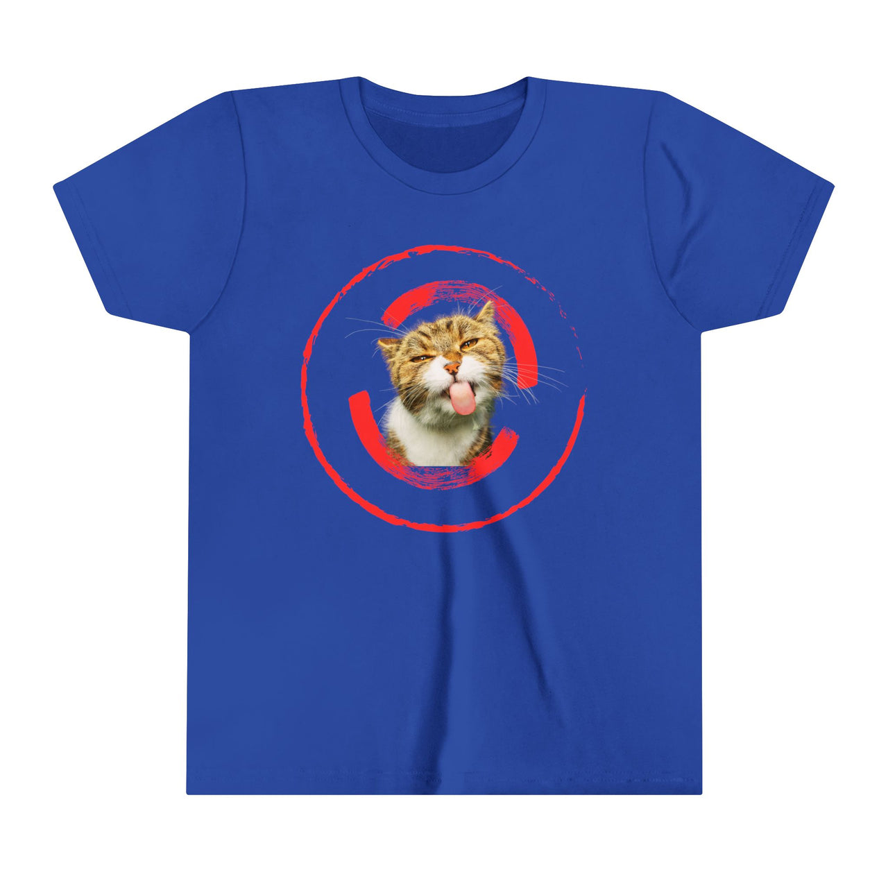 Funny Cat Shirt for Kids Youth Short Sleeve Tee Cat Tongue