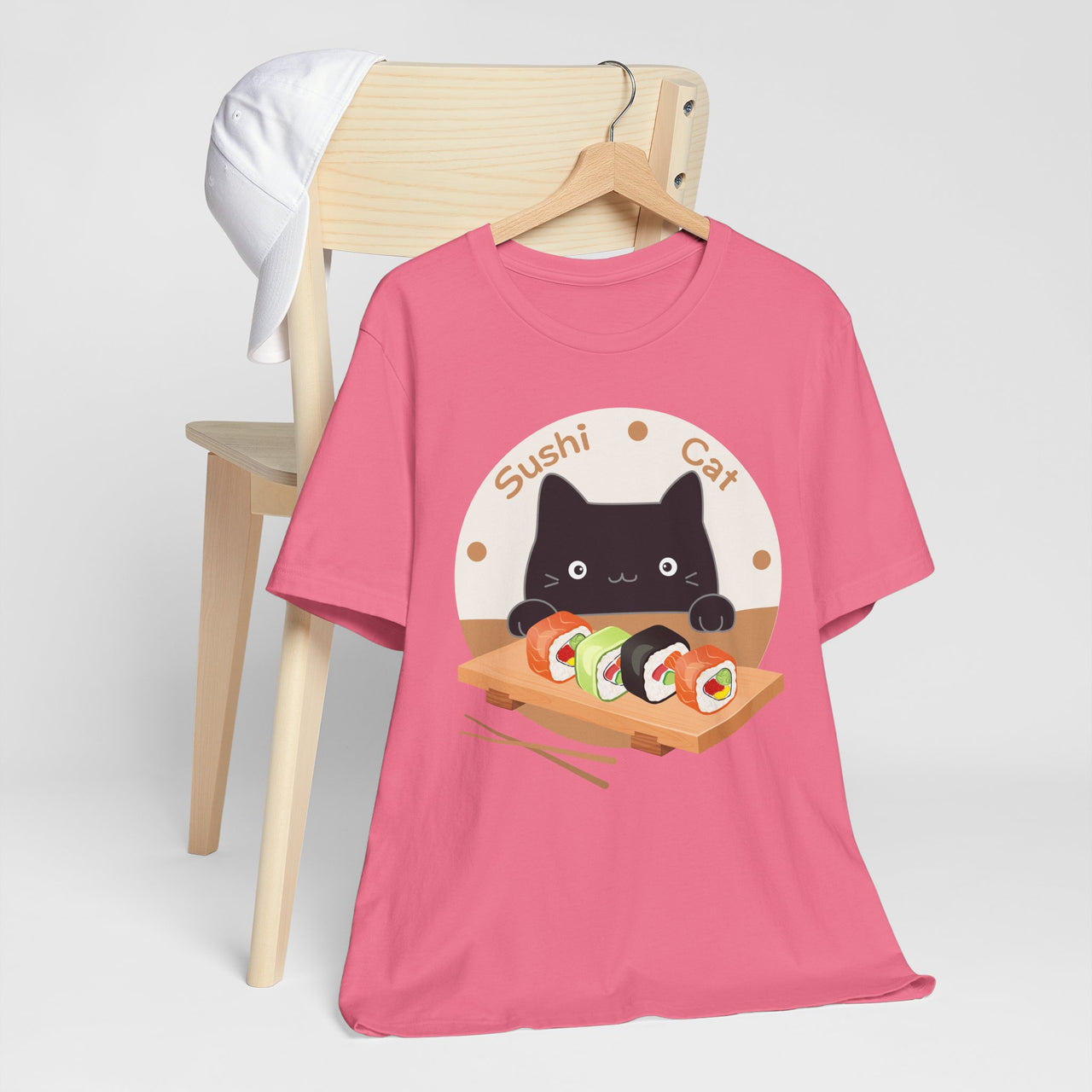 Funny Cat Shirt for Men and Women Short Sleeve Tee Cute Sushi Cat