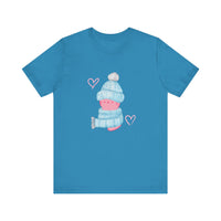 Thumbnail for Cute Winter Pink Cat Women's Short Sleeve Tee