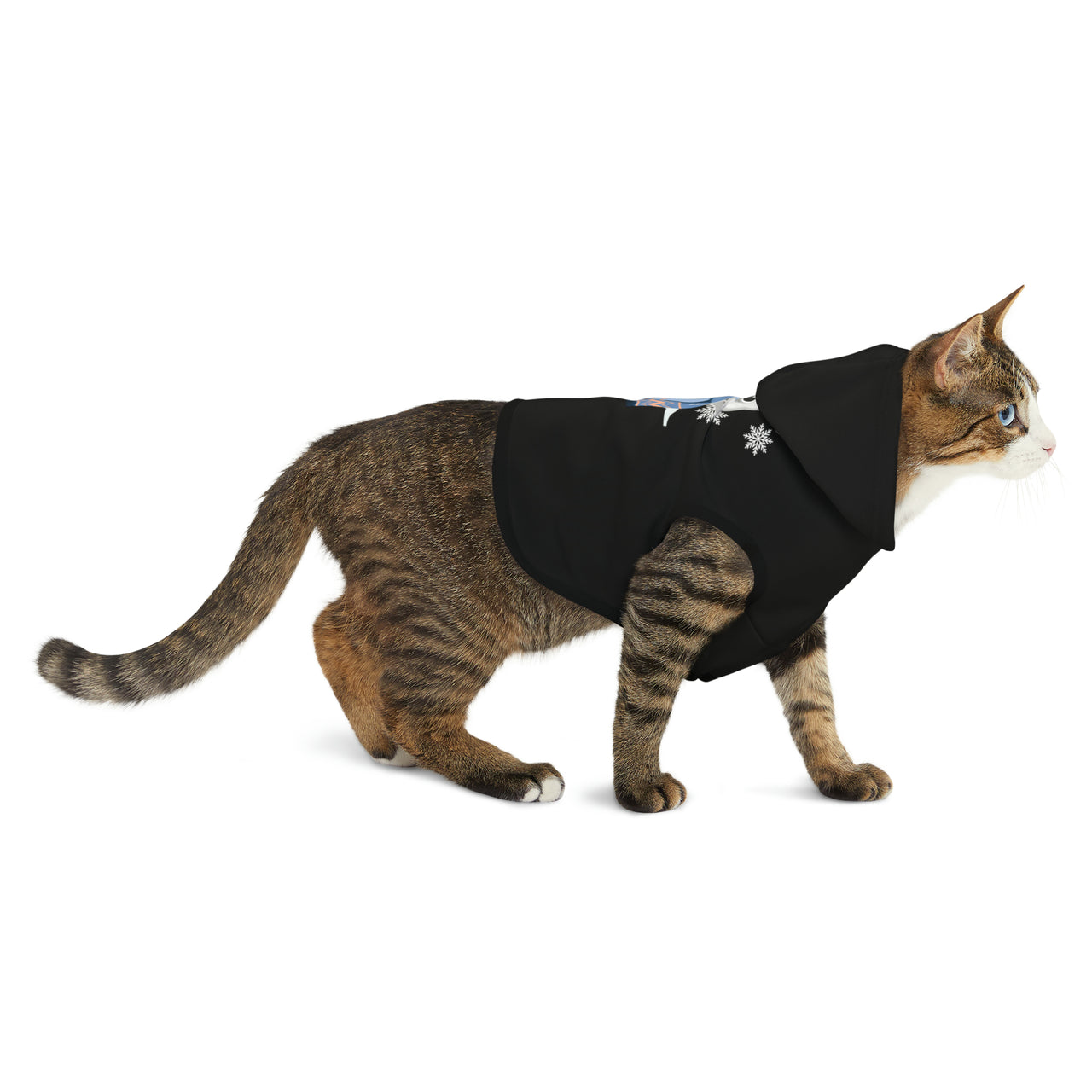 Pet Hoodie Cute Holiday Cat Jacket Let It Snow Black