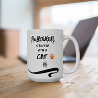 Thumbnail for Halloween Better With a Cat Cute Witch White Ceramic Mug 15oz