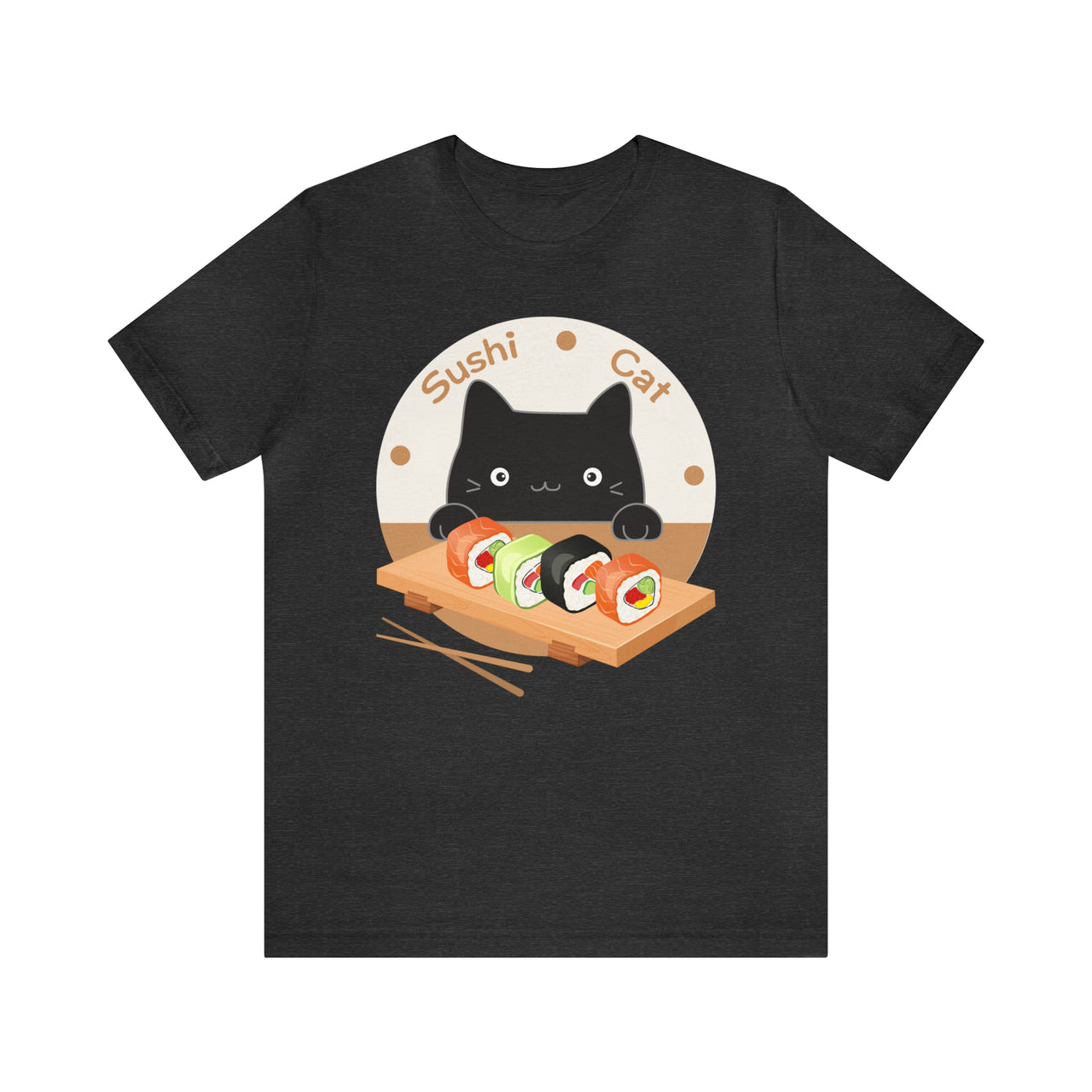 Funny Cat Shirt for Men and Women Short Sleeve Tee Cute Sushi Cat