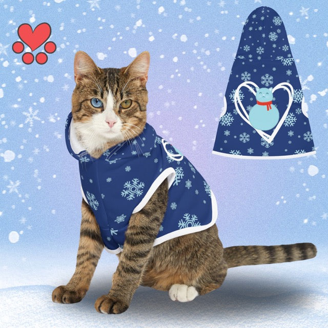 Christmas winter cute cat hoodie, cat jacket, pet accessory