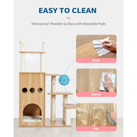 Thumbnail for Cat Tree Wood Cat Tower Heavy Duty with Scratch Post for Indoor Cats 51