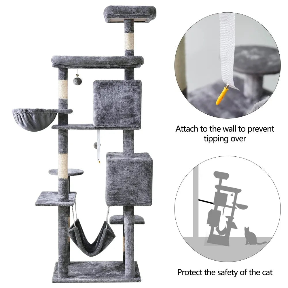 New 2023 Cat Tree 71.6 Inches Cat Tower for Indoor Cats, Multi-Level Cat Condo Furniture with Scratching Posts