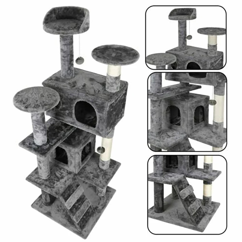 Cat Tree Tower 55" Sturdy Activity Center Large Playing House Condo For Rest