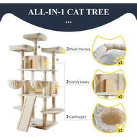 Thumbnail for New 68 Inches Catry Cat Tree/Cat Tree House and Towers for Large Cat/Cat Climbing Tree with Cat Condo/Cat Tree Scratching Post