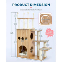 Thumbnail for Cat Tree Wood Cat Tower Heavy Duty with Scratch Post for Indoor Cats 51