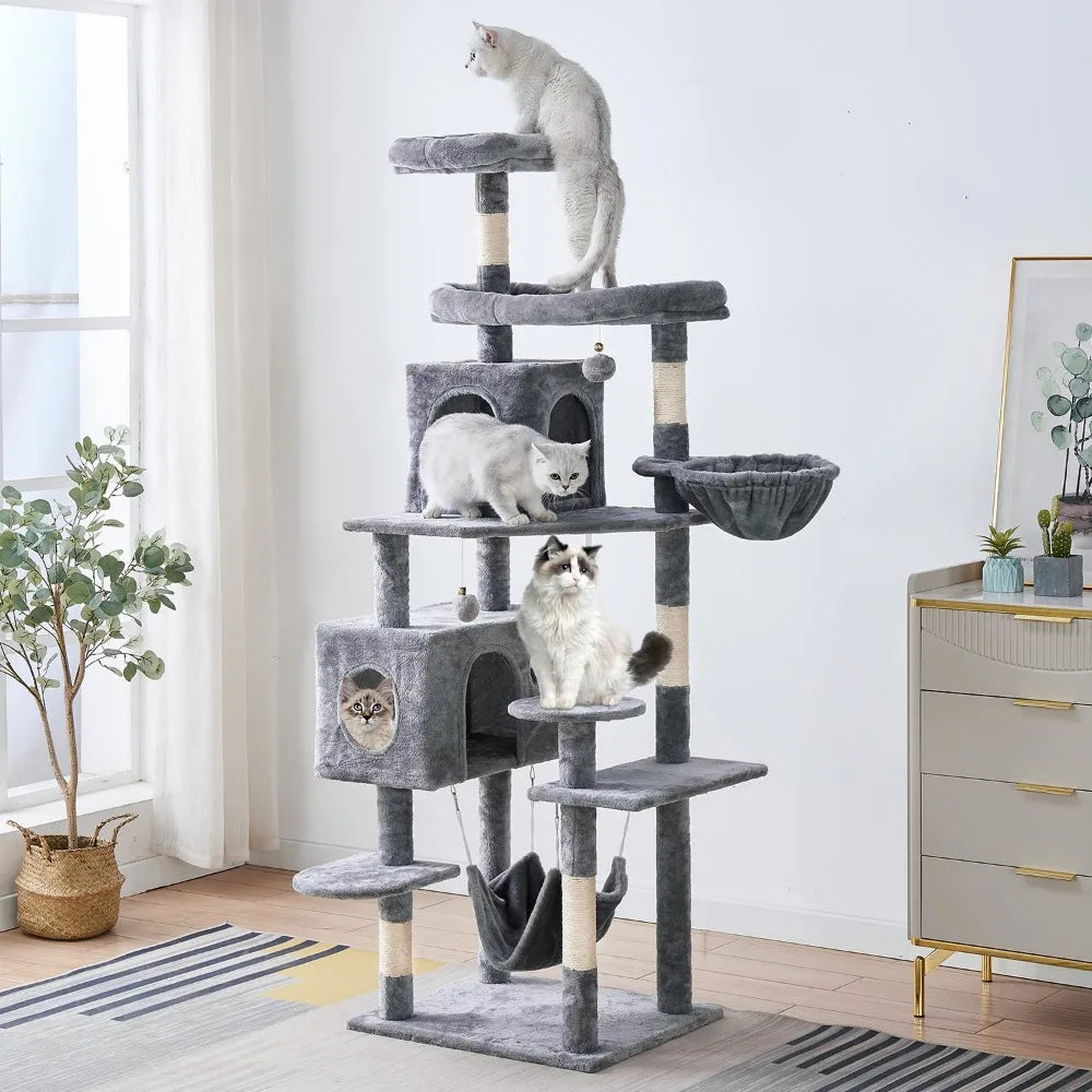 New 2023 Cat Tree 71.6 Inches Cat Tower for Indoor Cats, Multi-Level Cat Condo Furniture with Scratching Posts