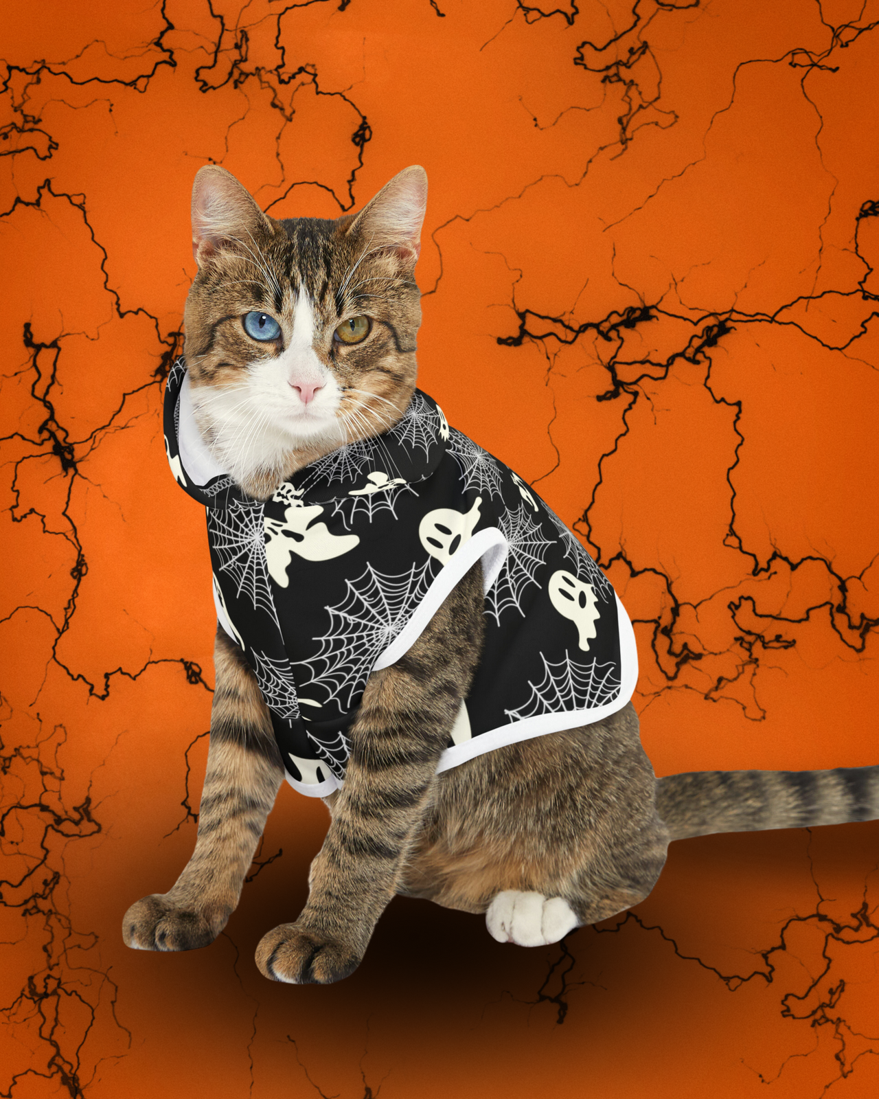 Ghost Web Halloween Cat Jacket Pet Hoodie