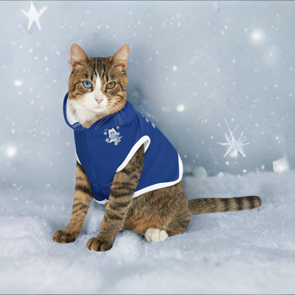 Pet Hoodie Let It Snow Blue Cat Jacket Cute Holiday Match Your Cat