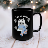 Thumbnail for Cute Christmas cat mug with image of cat in the snow with the text 