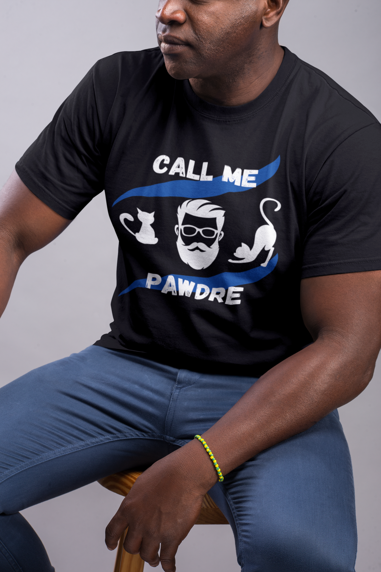 Funny Cat Dad Shirt Men's Cotton Crew Tee Call Me Pawdre